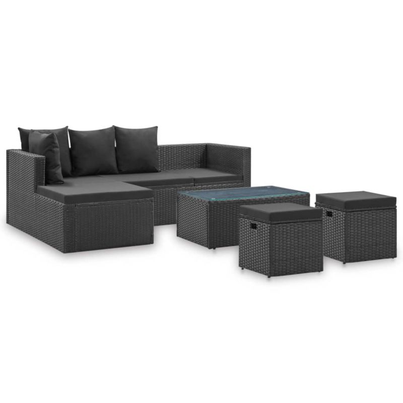 Zestaw mebli ogrodowych WaszeMeble 4-cz. z technorattanu czarny z poduszkami WM-46105 1 kpl