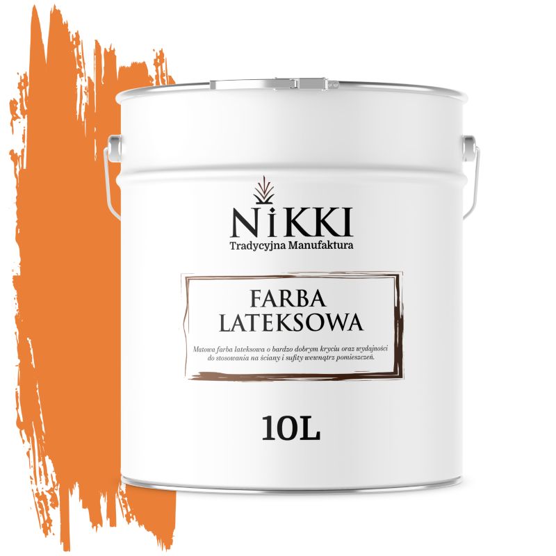 Farba Lateksowa Wewnętrzna Ściany i Sufity NIKKI Pomarańczowy intensywny H5933 Głęboki Mat 10L