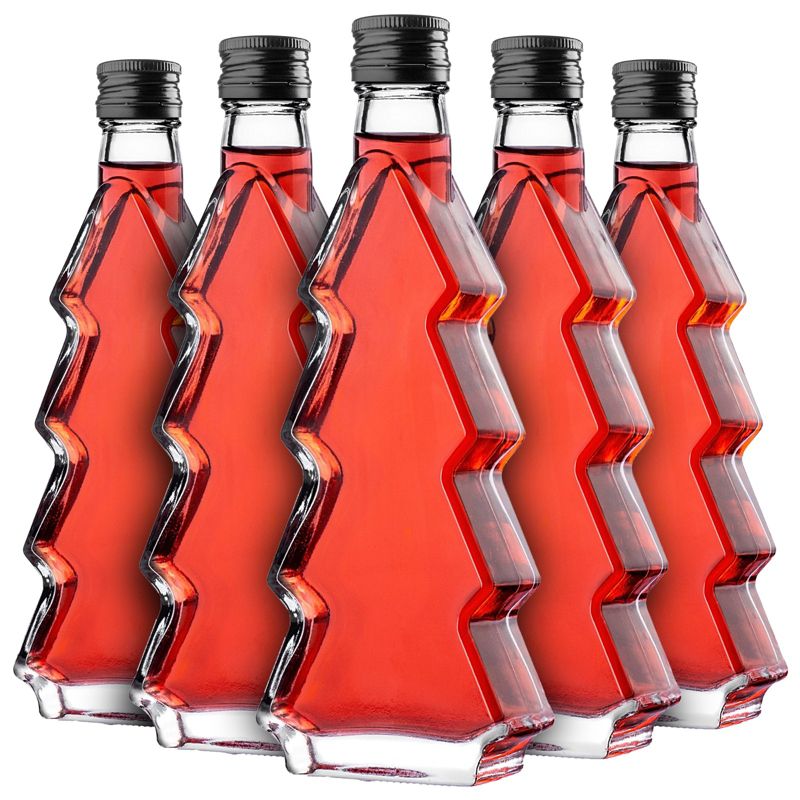 Butelka KADAX szklana choinka 200ml z czarną zakrętką 5 szt.