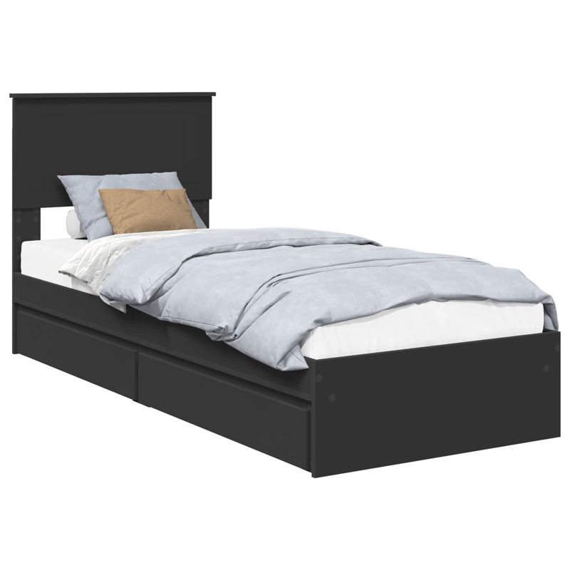 Łóżko WaszeMeble z Szufladami 75x190 cm Czarne WM-3410848 1 szt.