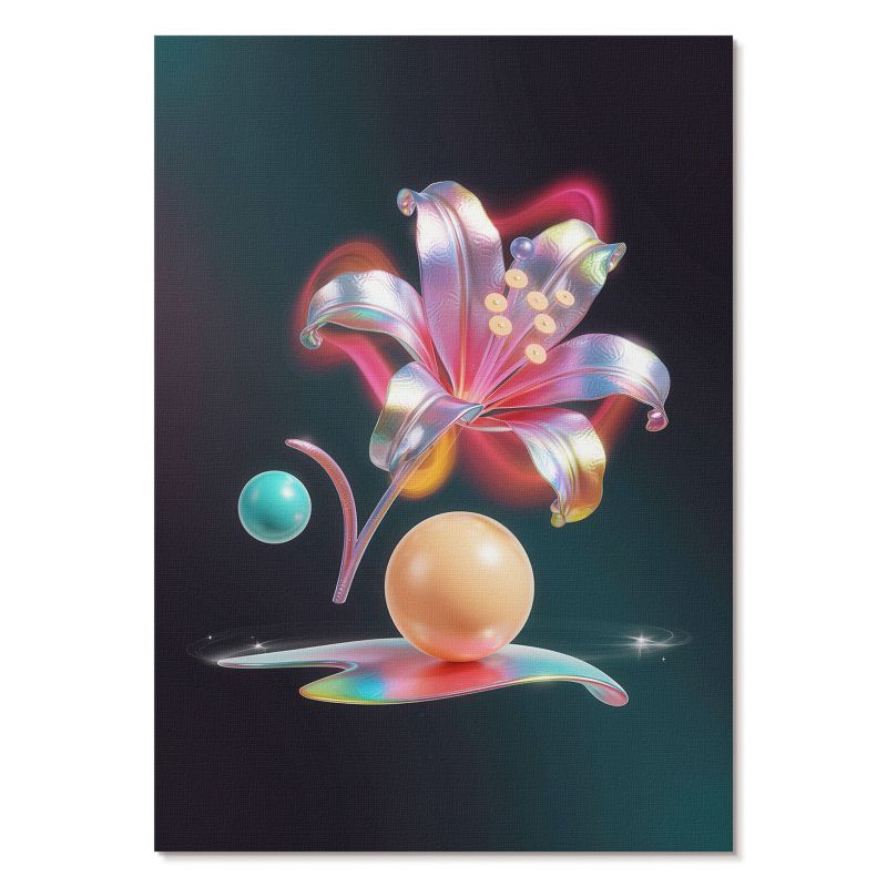 Plakat na Płótnie Tulup 42x59,4 cm (A2) Neonowa lilia Do salonu, sypialni, biura 1 szt.