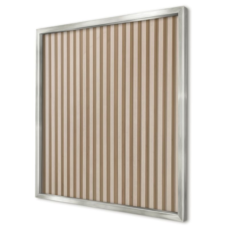 Tablica magnetyczna do salonu Wallfluent 50x50 Drewniane listwy w srebrnej ramie 1szt