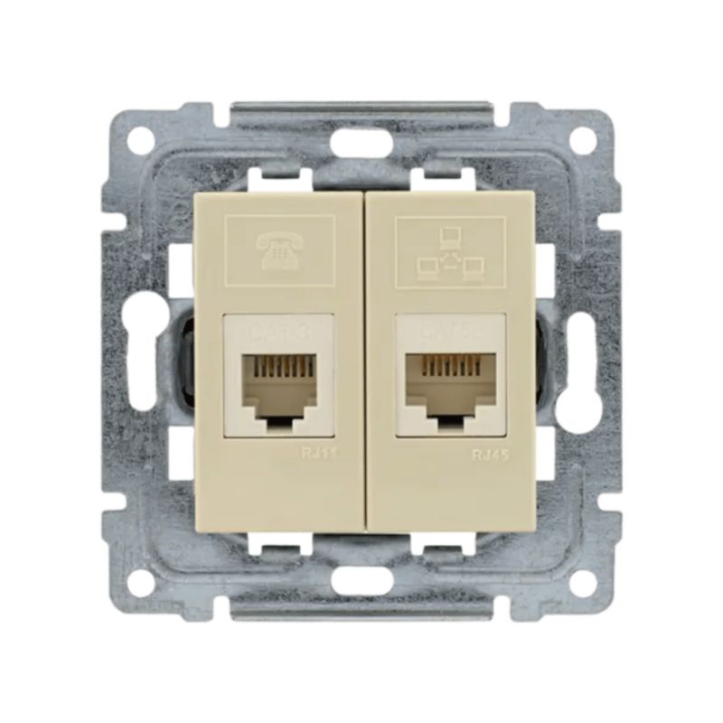 Gniazdo Telefoniczno-Komputerowe Rj45 Kat. 5E + Rj11 Kos Dante Krem 450369 1szt.