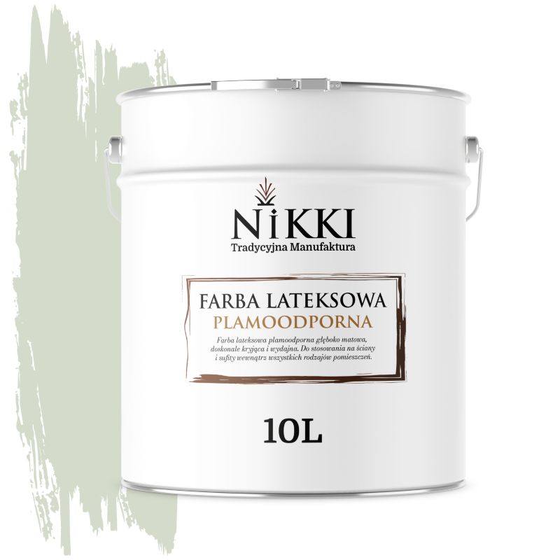 Farba Lateksowa Premium do Ścian i Sufitów Odporna na Plamy NIKKI Oliwkowy jasny H2068 Głęboki Mat 10L