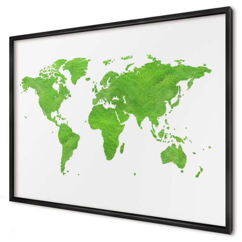 Tablica magnetyczna ozdobna Wallfluent 100x70 Zielona mapa w czarnej ramie 1szt