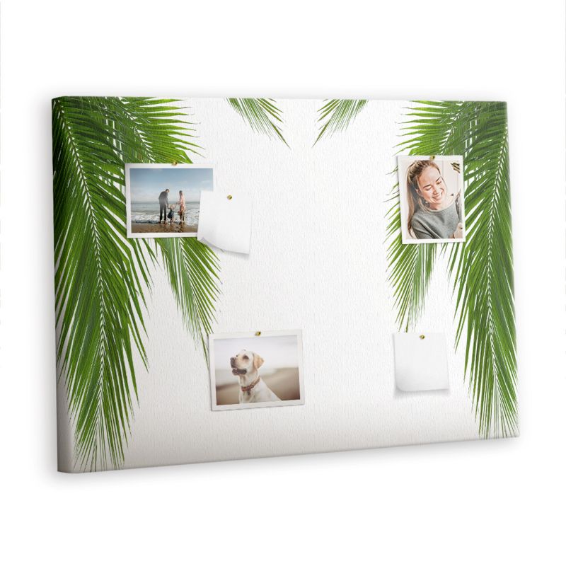 Tablica Korkowa Z Pinezkami Tulup 100x70 cm Liście palma natura Organizer ścienny Pinezki metaliczne 1 kpl