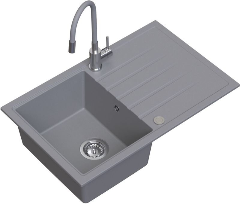 Zlewozmywak Ruvetti Maxi Plus 79x50 cm 1-komorowy z baterią stalową i ociekaczem 1 szt.