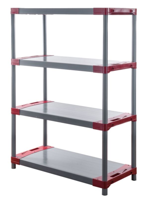 Regał plastikowy MODO24 czerwony garażowy 138x120x46 cm 97% recykling 1 szt.