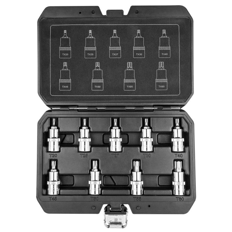 Zestaw końcówek Torx na nasadce 1/2" NEO TOOLS 55 mm, zestaw 9 szt. 1 kpl.