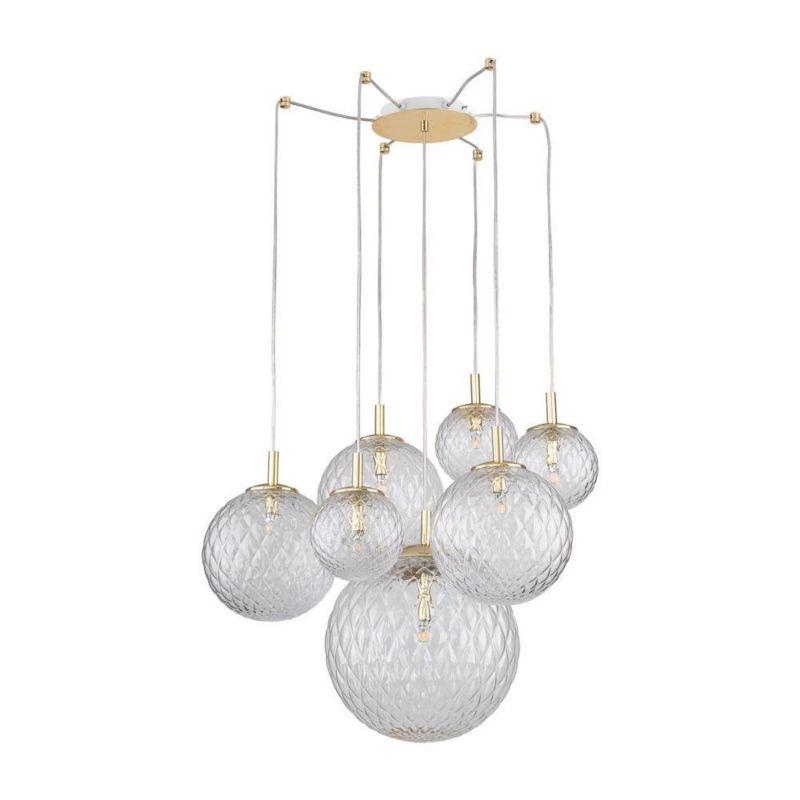 Żyrandol TK-Lighting Cadix złoto-przezroczysty wym: 150 x 200 x 200 cm 7xG9 x 1 szt.