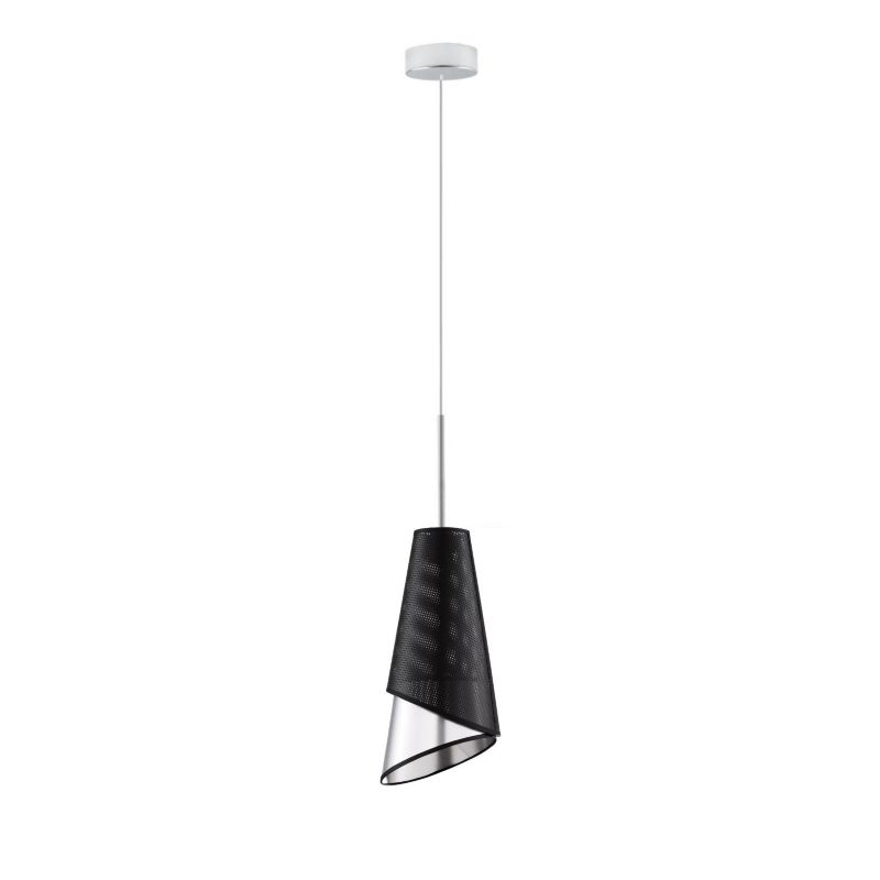 Lampa wisząca zwis Volta Light Factory żyrandol sufitowa z abażurem stożek chrom/srebrnyDUO (+detal) 1szt.