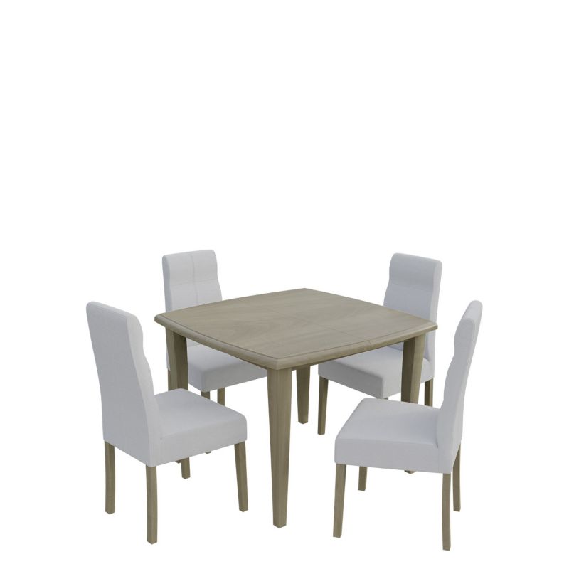 Zestaw RO34 MIRJAN 24 Stół rozkładany S30 100x100/250 + 4 krzesła K63 dąb sonoma + biała ekoskóra 1 kpl.