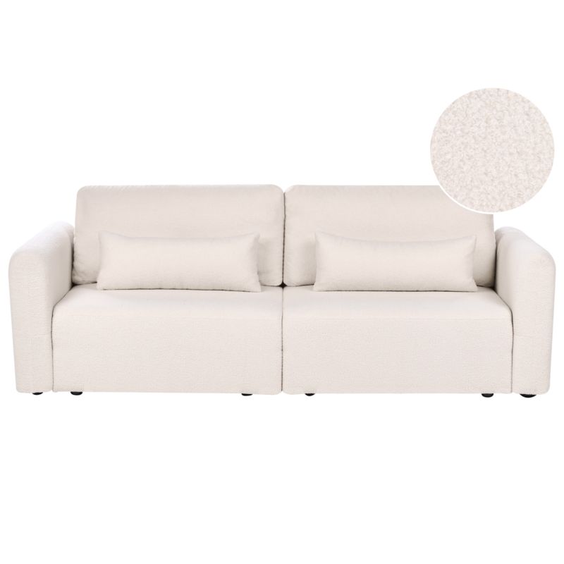 Sofa rozkładana dla 3 osób Vaxholm Boucle Jasnobeżowy ze schowkiem 1 szt.