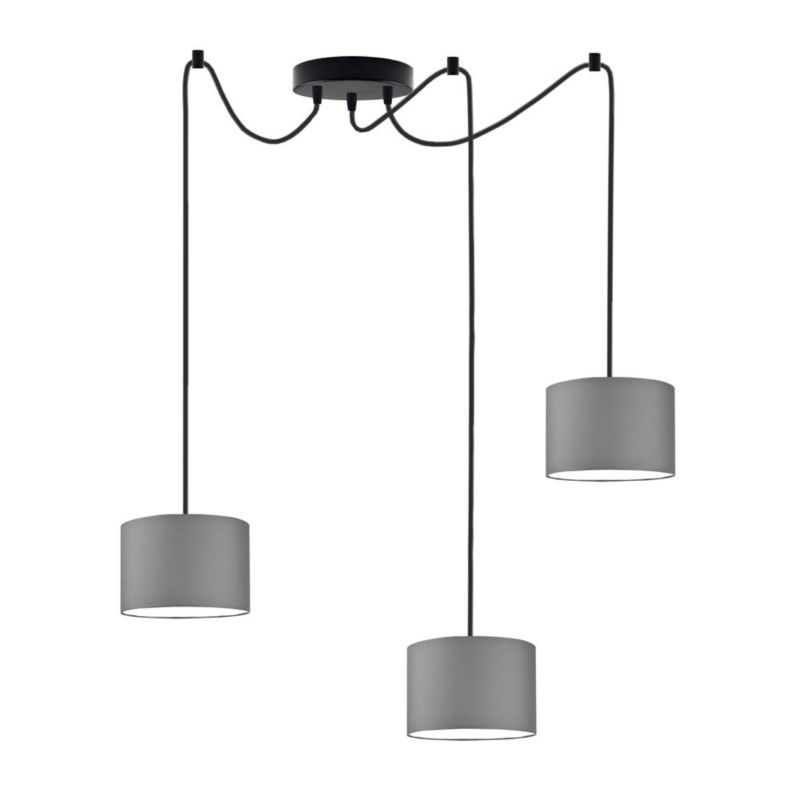 Lampa wisząca zwis Volta Light Factory żyrandol sufitowa pająk z abażurami walec Szary TANGO Z3 1szt.