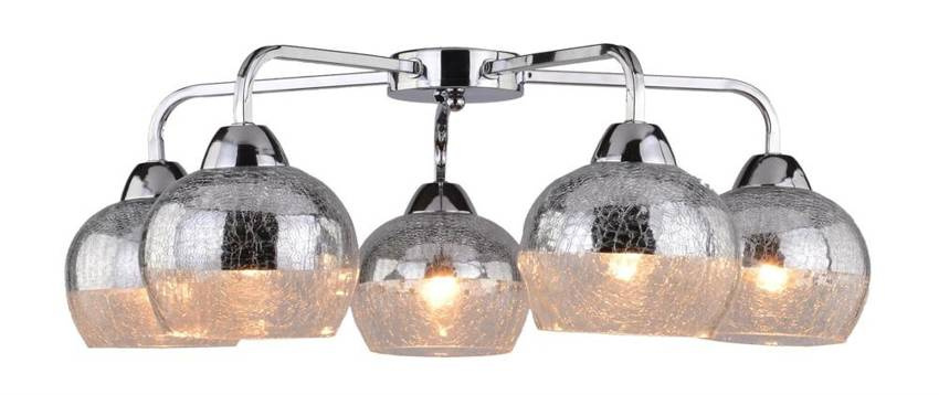 Srebrna lampa wisząca sufitowa do salonu CROMINA metal szkło