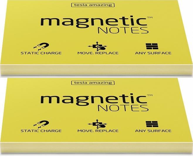 2x Karteczki elektrostatyczne Magnetic, 100x70mm, 100 sztuk, żółty