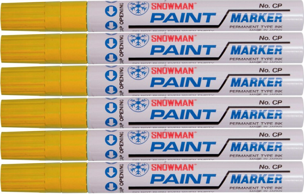 6x Marker olejowy Snowman, gruby, okrągła, żółty