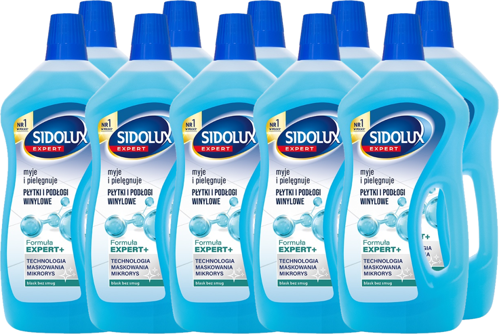 10x Płyn Sidolux Expert+, do mycia płytek i podłóg winylowych, świeży, 750ml