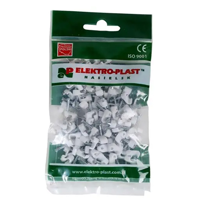 Uchwyt kablowy płaski z gwoździem 10x6mm 100sztuk