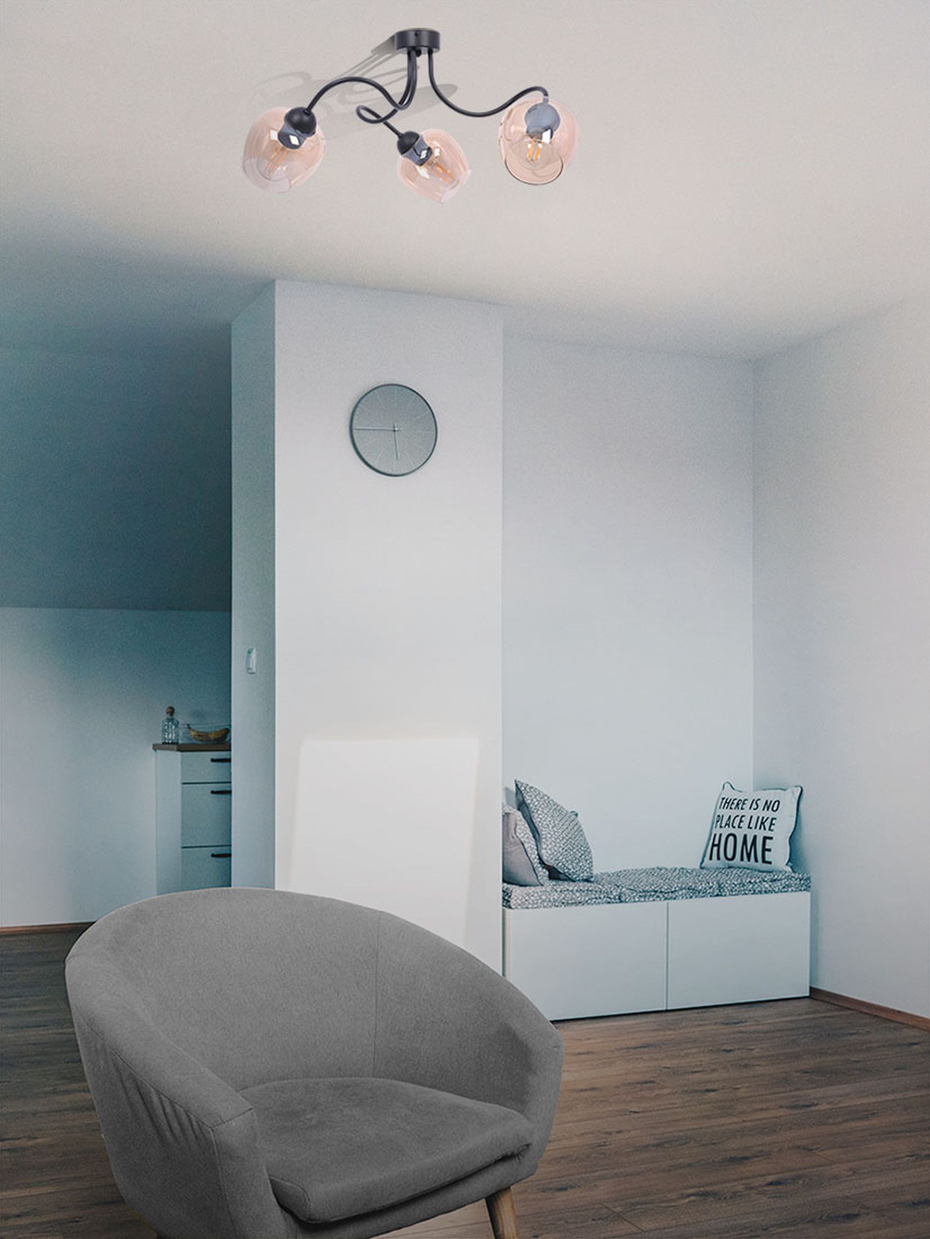 Kaja Diuna lampa podsufitowa 3x60W czarny/bursztynowy K-5190