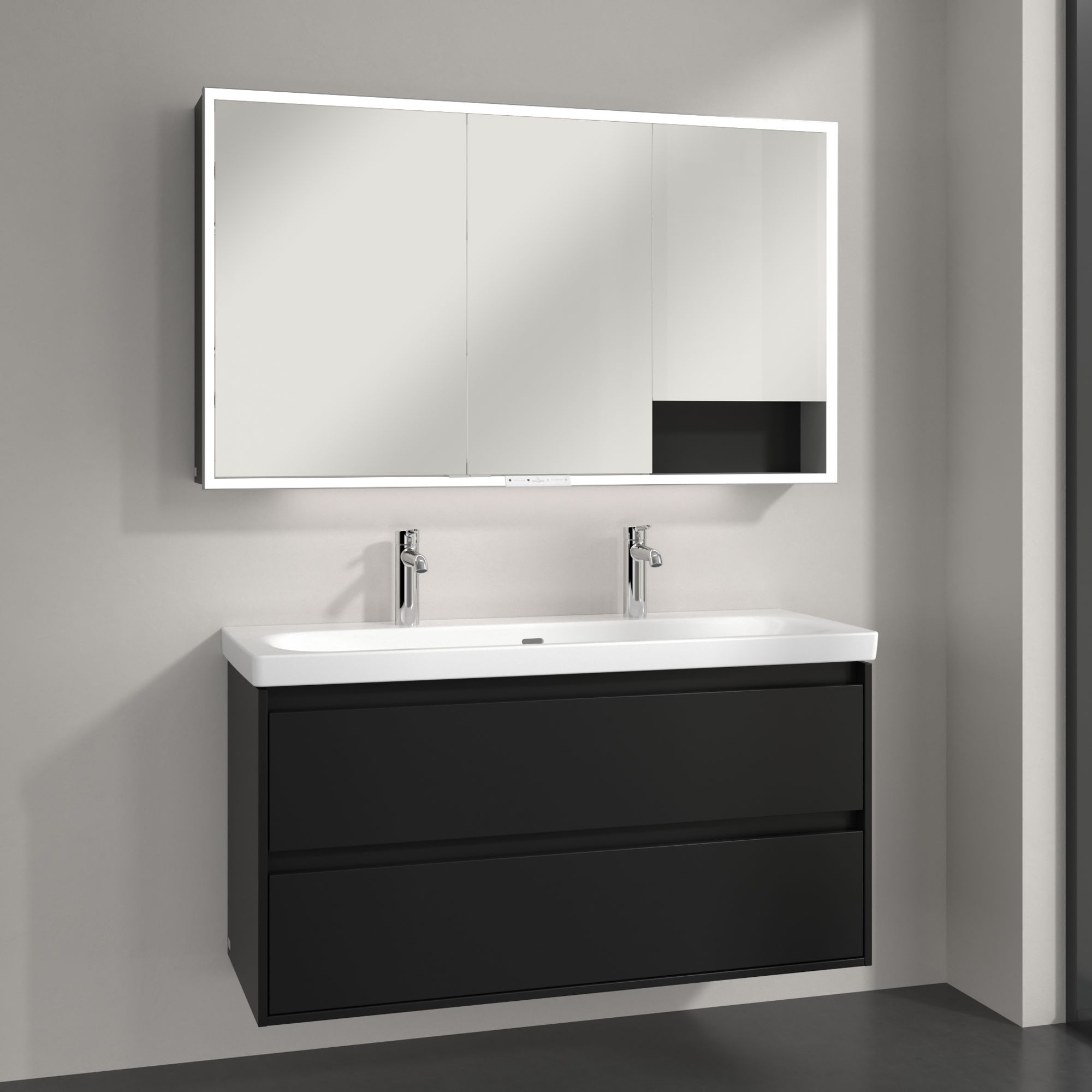 Villeroy & Boch My View+ szafka 130x16,8x75 cm z lustrem Volcano Black A48113VL
