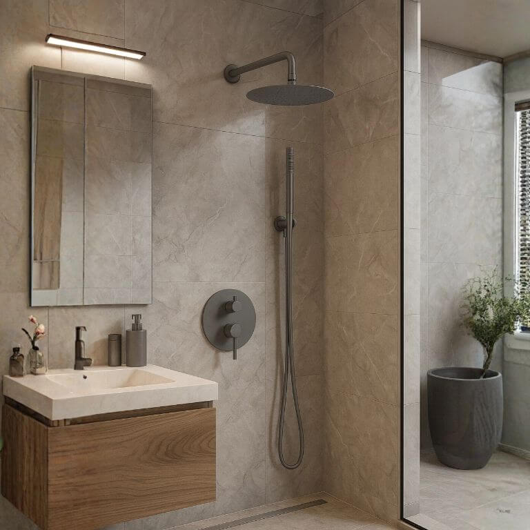 Balneo Cascade zestaw prysznicowy podtynkowy z deszczownicą gunmetal H0301070606