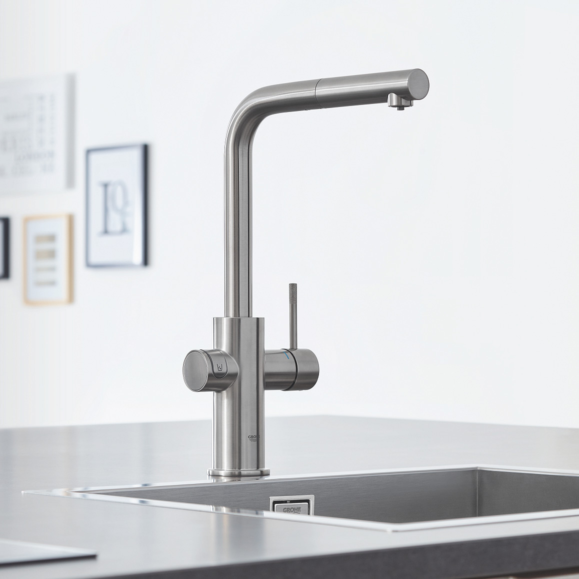 Grohe Blue bateria kuchenna z filtrem stojąca stal 31539DC0