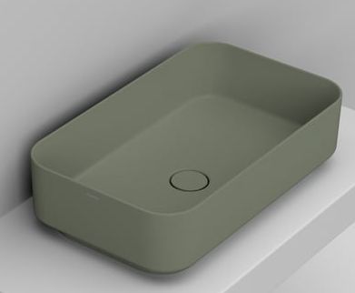 Ceramica Dolomite Noemi umywalka 64x38,5 cm prostokątna nablatowa zielona matowa D311275