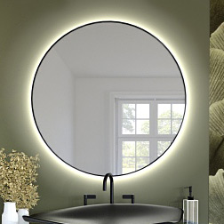 Baltica Design Bright lustro 70 cm okrągłe z oświetleniem LED czarne barwa ciepła