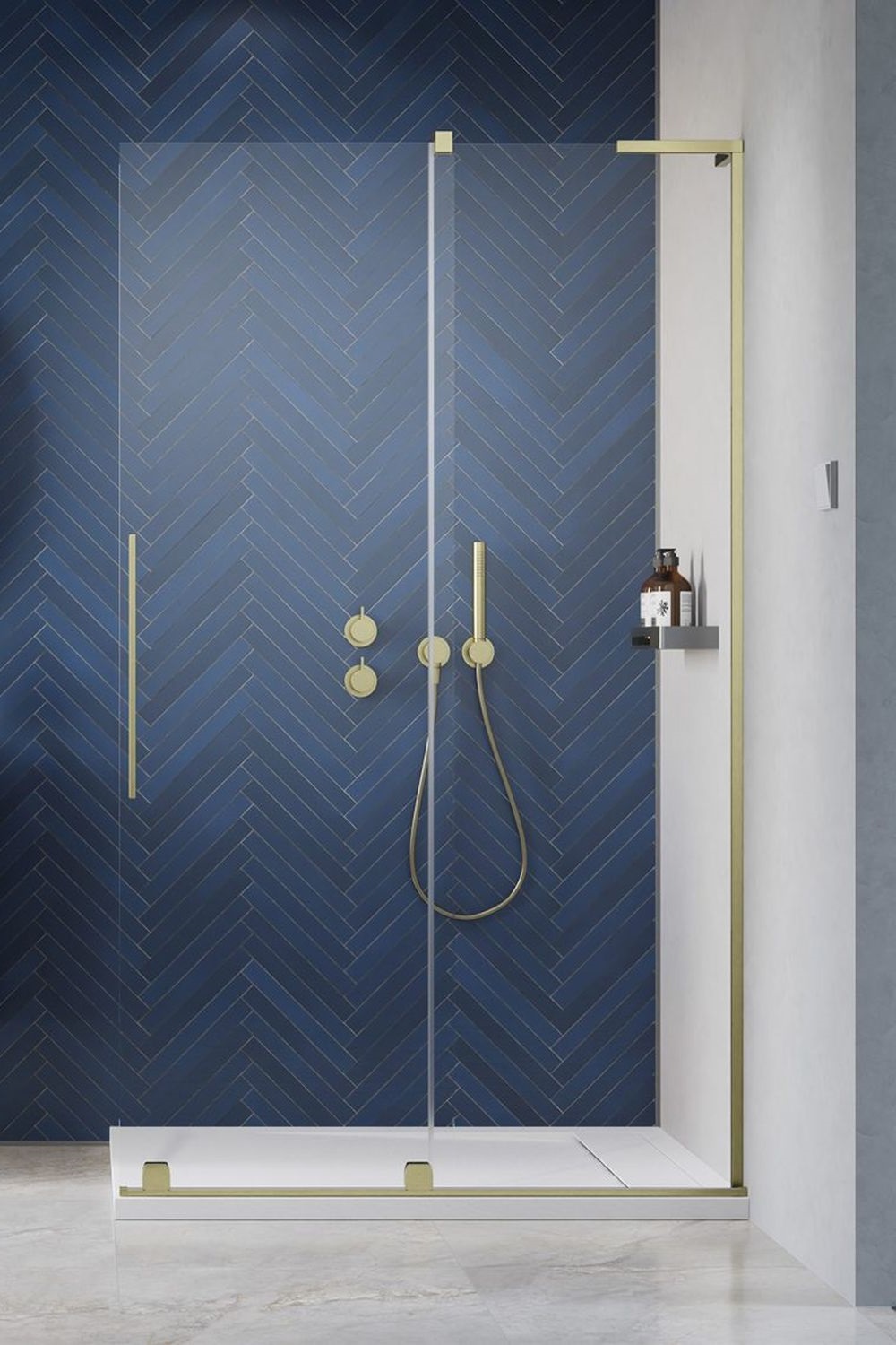 Radaway Furo SL Brushed Gold Walk-In drzwi prysznicowe 100 cm prawe złoty szczotkowany/szkło przezroczyste 10306538-99-01R/10110494-01-01