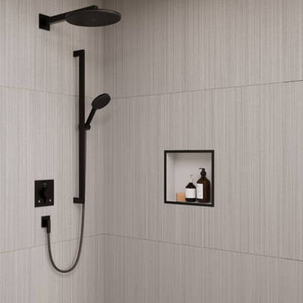 Hansgrohe Raindance Alive Select S zestaw prysznicowy podtynkowy termostatyczny z deszczownicą czarny chrom szczotkowany 24622340