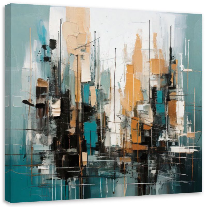 Obraz na płótnie Feeby Miasto Abstrakcja Turkusowy Architektura 60x60cm 1szt