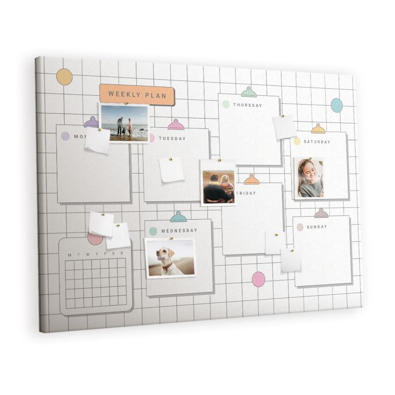 Korkowa Tablica Tulup 140x100 cm Tygodniowy plan Do przypinania notatek Pinezki drewniane 1 kpl