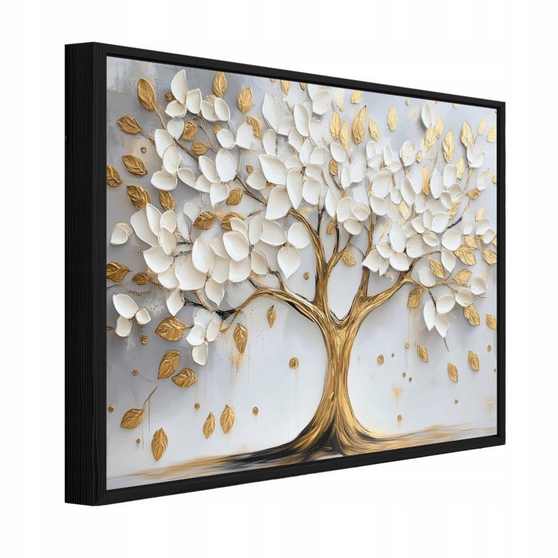 Obraz W Ramie WALLARENA Do Sypialni Salonu Na Płótnie Drzewo Kwiaty Abstrakcja Beżowy 120x80 cm PPR15407O20 1 szt.