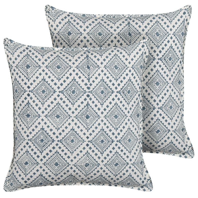 Zestaw 2 poduszek dekoracyjnych Cordata Bawełna 45 x 45 cm Niebieski Wzór orientalny 1 par.