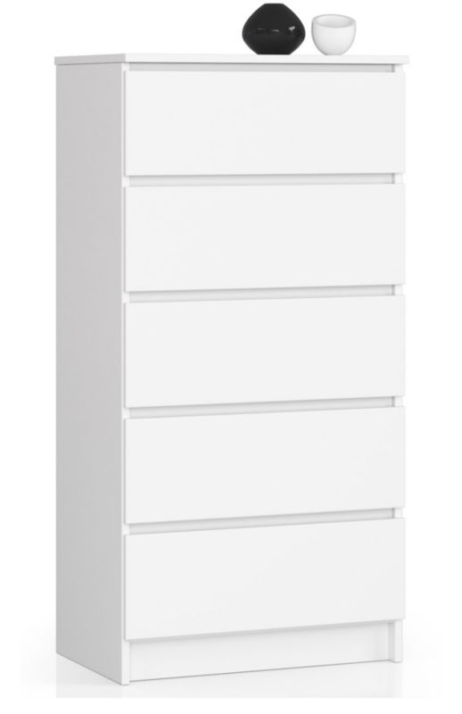 Komoda Akord K60 Biała 60 cm 5 szuflad kolor Biały mat 60x40x121 cm 1 szt.