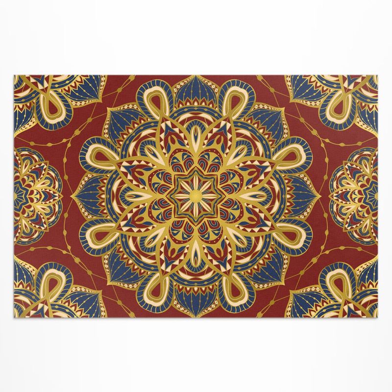 Winylowy Chodnik Zewnętrzny Wallfluent 100x150 cm Bogato zdobiona mandala orientalny wzór 1 szt.