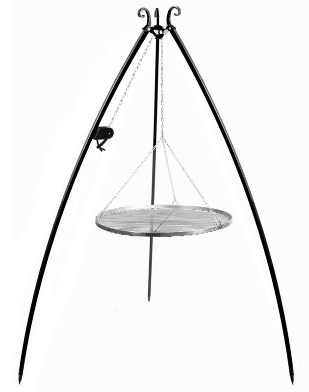 Grill na trójnogu TYLETEGOTU z kołowrotkiem 200 cm LARGO ruszt stal nierdzewna 80 cm 1 szt