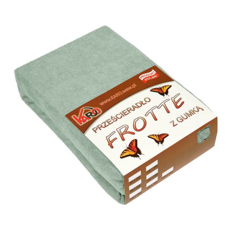 Prześcieradło frotte z gumką KARO 90x200 oliwkowe 1 szt.