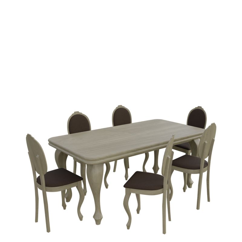Zestaw RO41 MIRJAN 24 Stół rozkładany S39 90x170/250 + 6 krzeseł K76 dąb sonoma + gorzka czekolada 1 kpl.