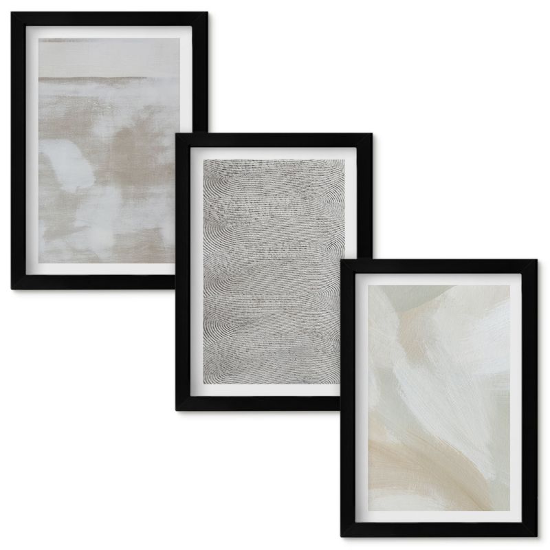 Obrazy do Salonu Wallfluent Abstrakcyjny nowoczesny design Czarna rama 20x30cm 3 szt.