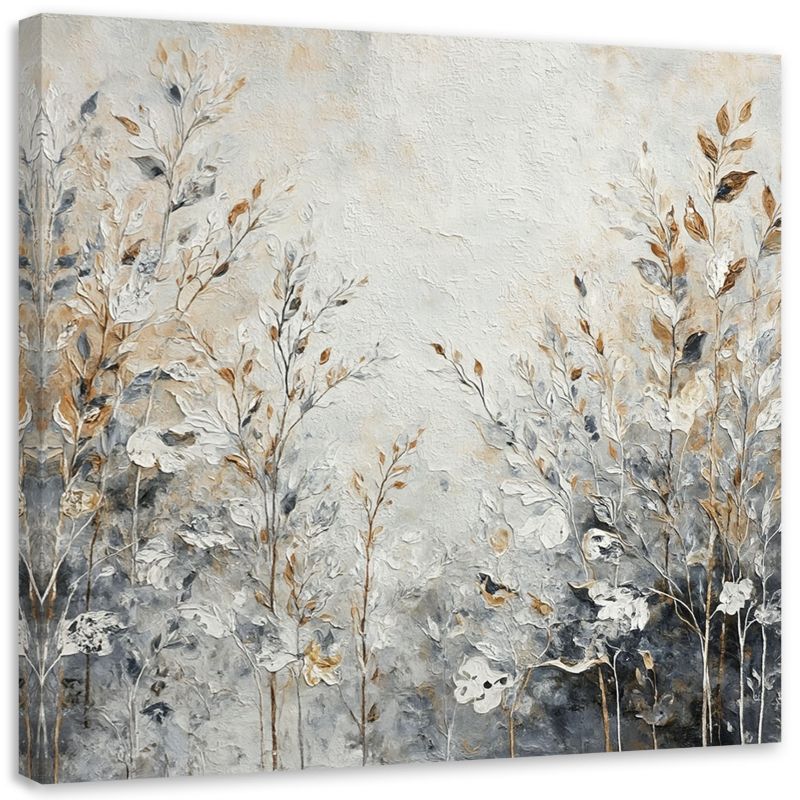 Obraz na płótnie Feeby Rośliny Abstrakcja Botanika Złoty 30x30cm 1szt