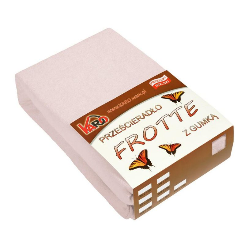 Prześcieradło frotte z gumką KARO 160x200 róż pudrowy 1 szt.