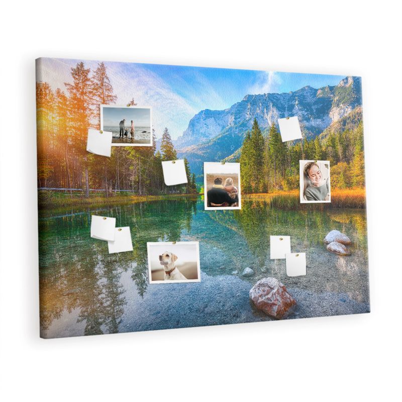 Obraz Tablica Korkowa Tulup 140x100 cm Rzeka góry krajobraz Na zdjęcia i notatki Pinezki kolorowe 1 kpl