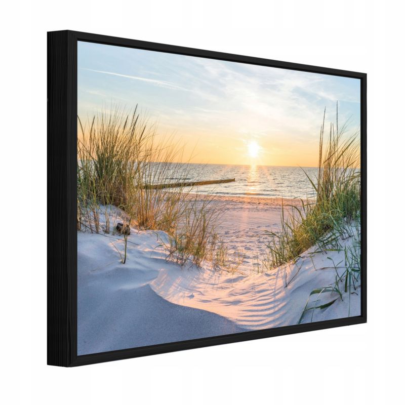 Obraz W Ramie WALLARENA Do Sypialni Salonu Na Płótnie Plaża Natura Morze Beżowy 120x80 cm PPR14020O20 1 szt.