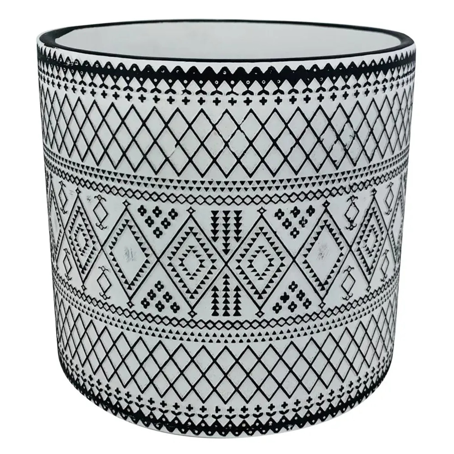 Osłonka India terakota biały/czar - śr. 13 cm