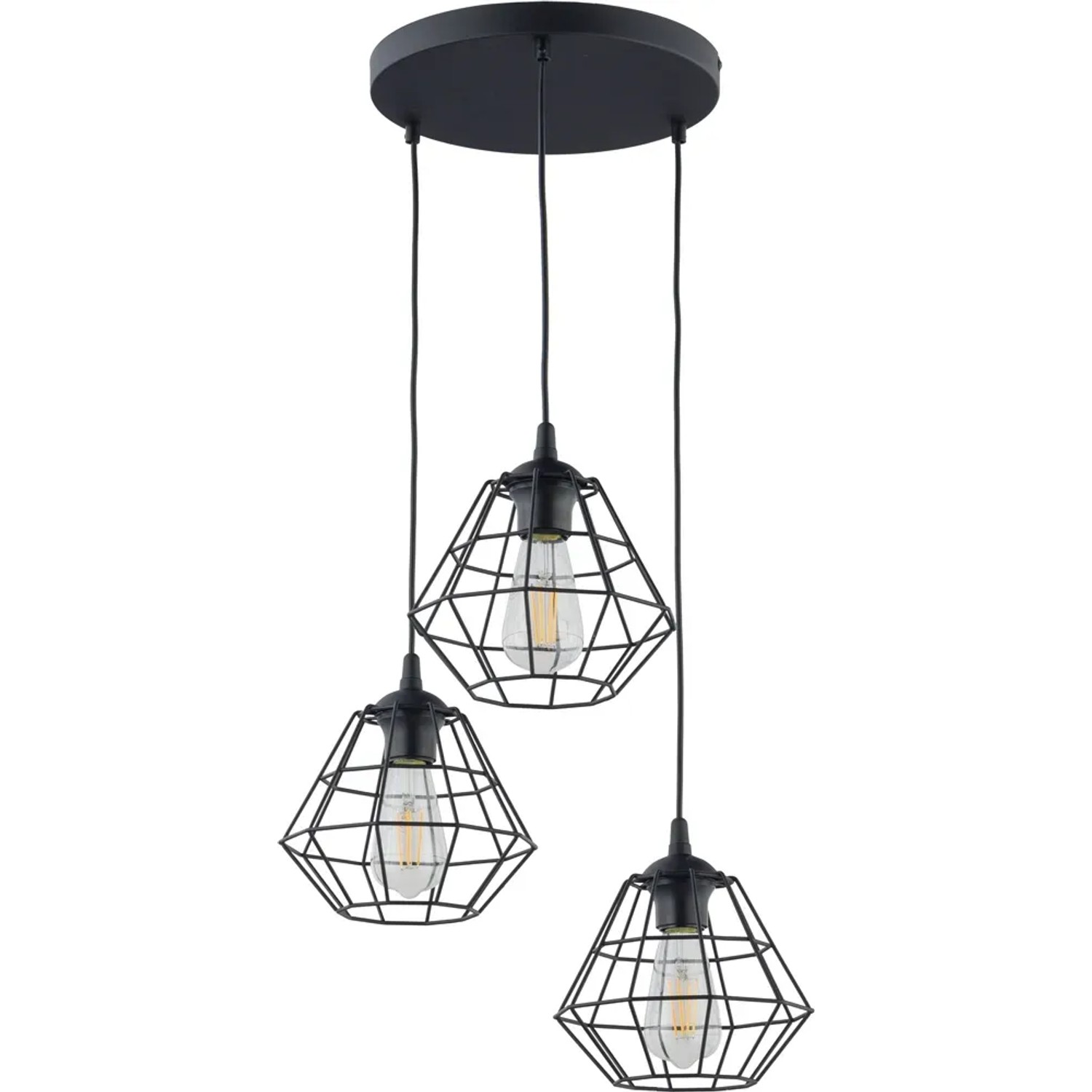 TK Lighting Lampa wisząca DIAMOND NEW koło czarna 3xE27