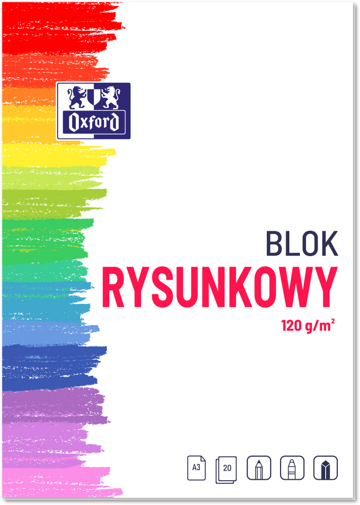 Blok rysunkowy Oxford, A3, 20 kartek, biały