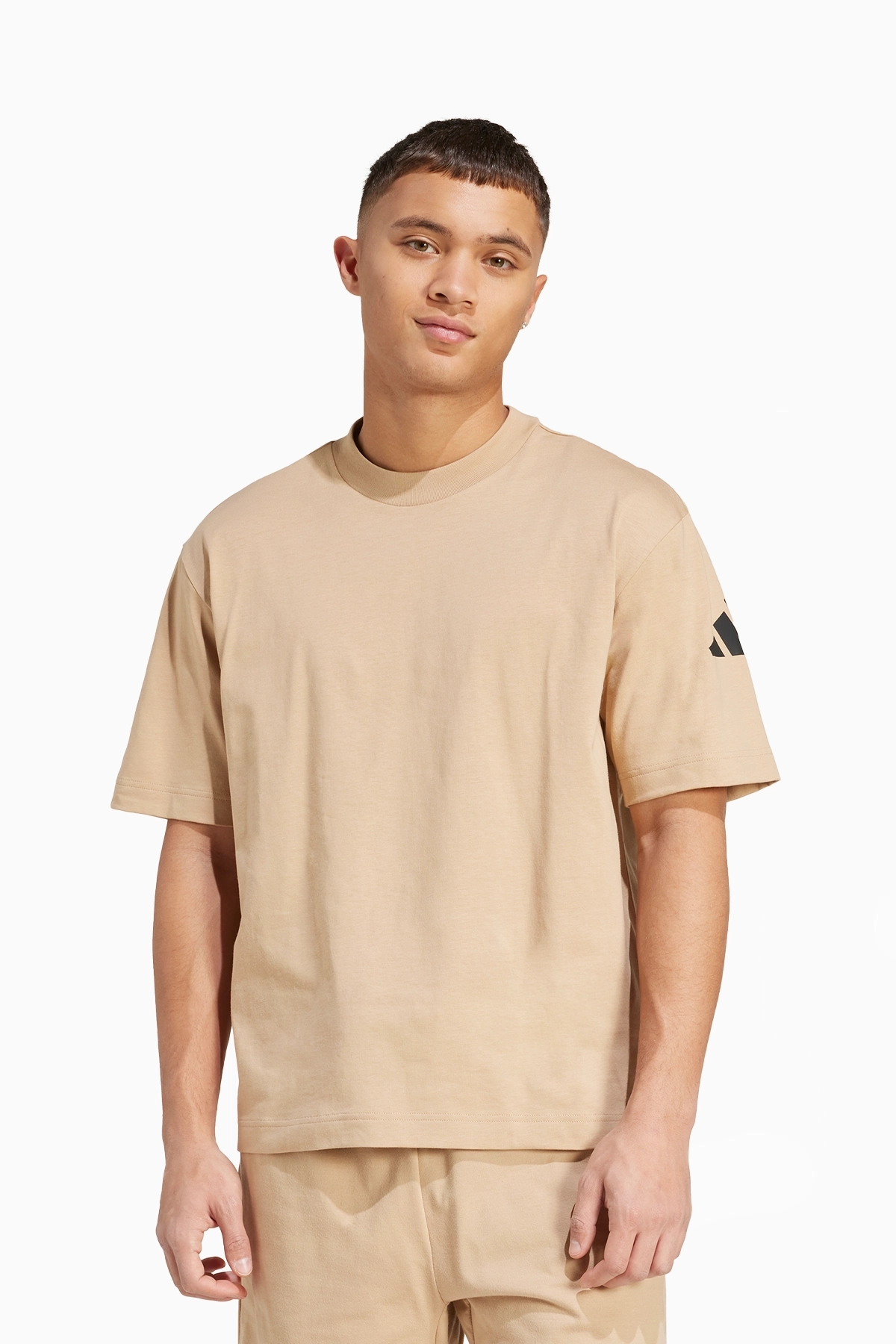 Koszulka adidas Essentials Loose Fit 3 Bar Logo - Beżowy