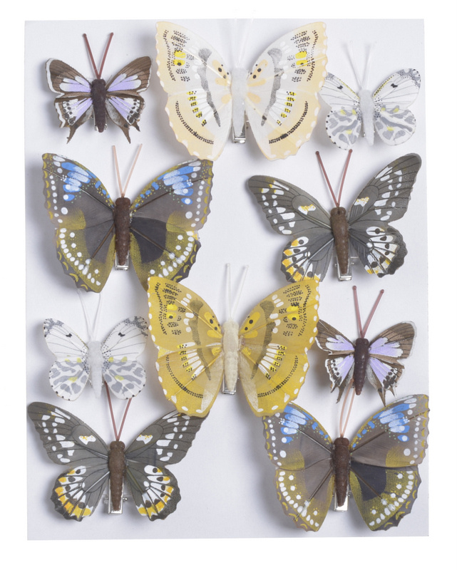 Motyl na klipsie 10sztuk mix kolorów 4,5cm - 7,5cm
